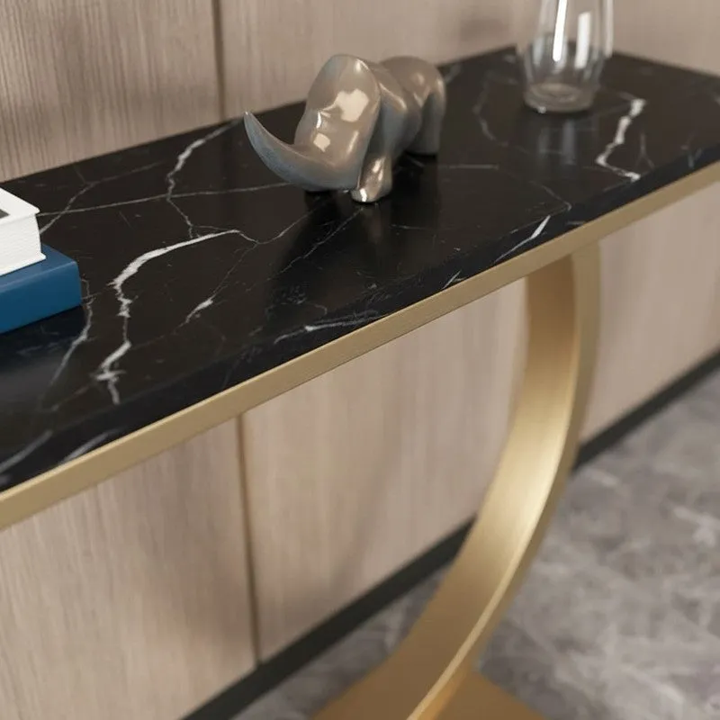 Contemporary Metal Console Table with Marble Top - Large media 3