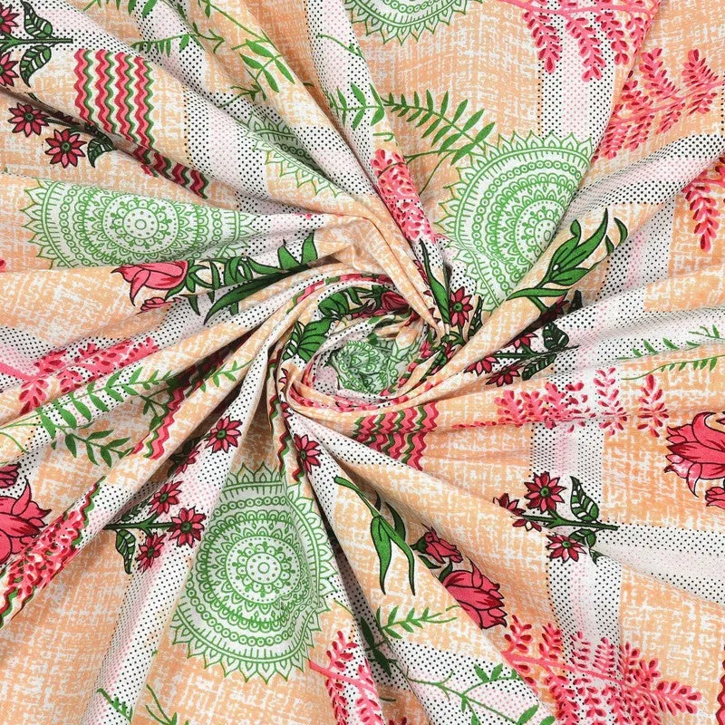 Formy Cotton Bedsheet (Peach,Green) - 240 TC media 5