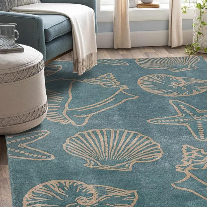 Seashell Hand Tufted Swirl Kids Wool & Nylon Carpet - Turquoise media 3