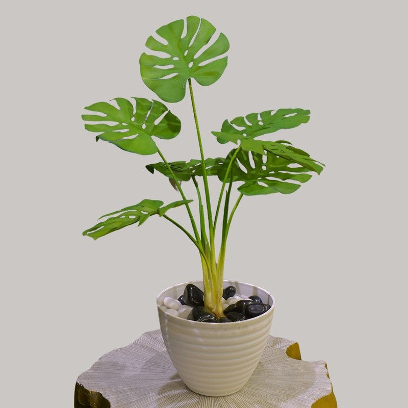 NatureScape Artificial Leaf Plant With Black Fiber Pot - 2 Feet