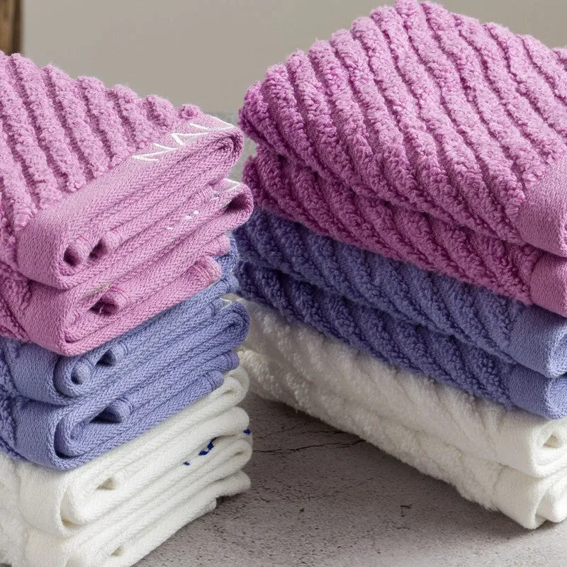Nautica Riviera Soft Cotton Hand & Face Towel (White,Blue & Lilac) - Set Of Twelve media 5