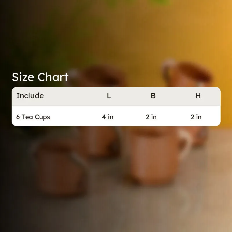 Tribal Terracotta Tea Cup (150mL Each) - Set of Six media 7