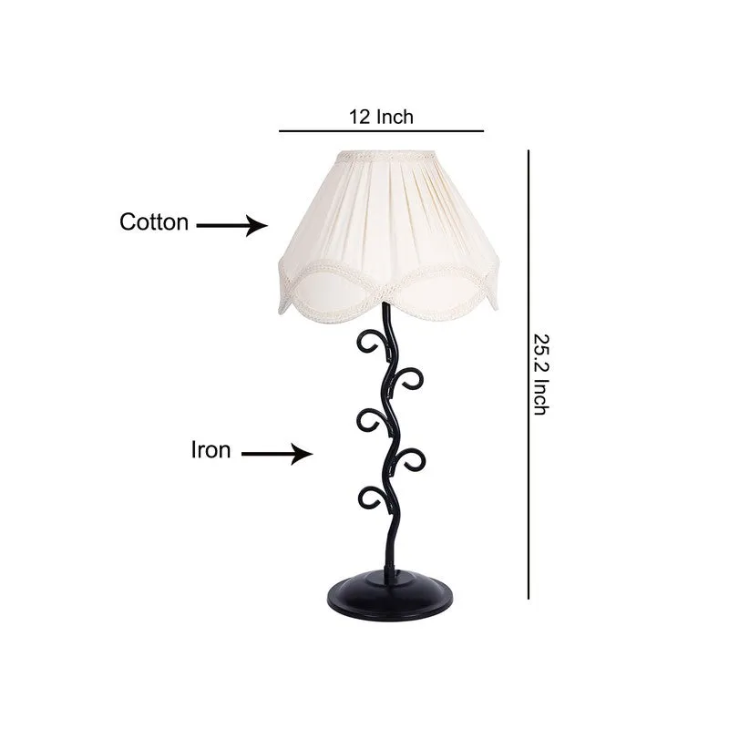 Celeneva Cotton Table Lamp With Iron Base - White media 7