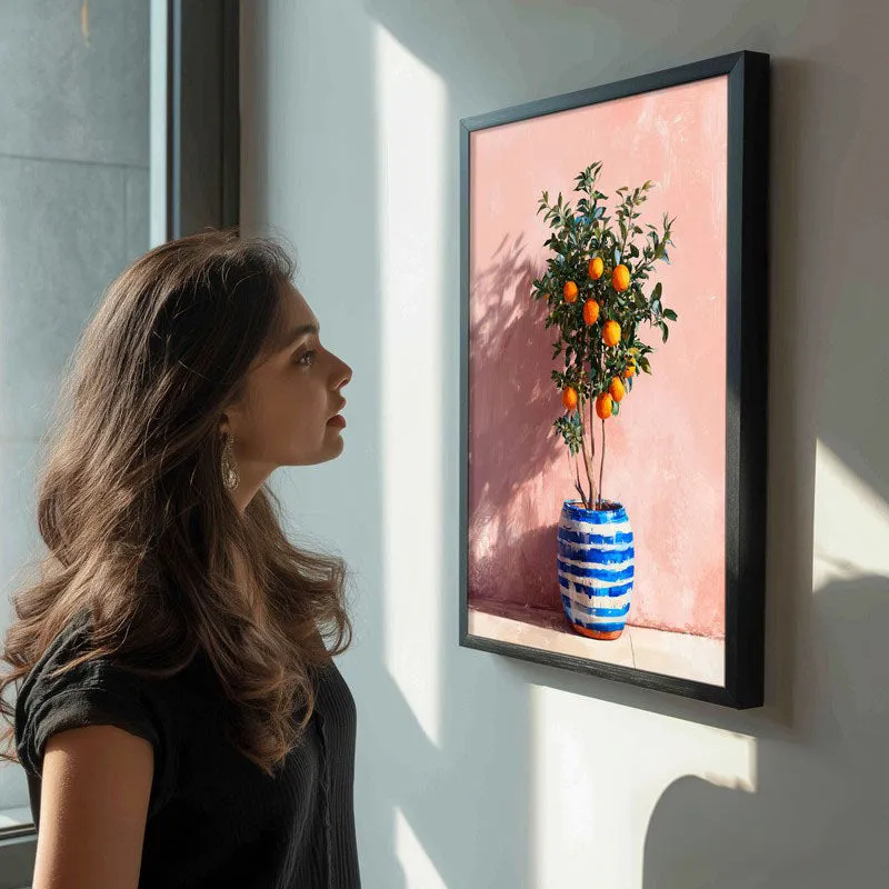 Sunlit Citrus Canvas Wall Painting - Black Frame media 5