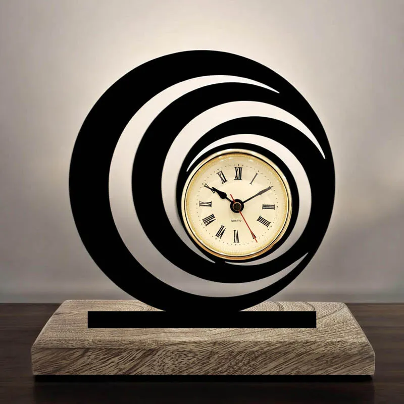 Momentis Iron & Mango Wood Table Clock media 1