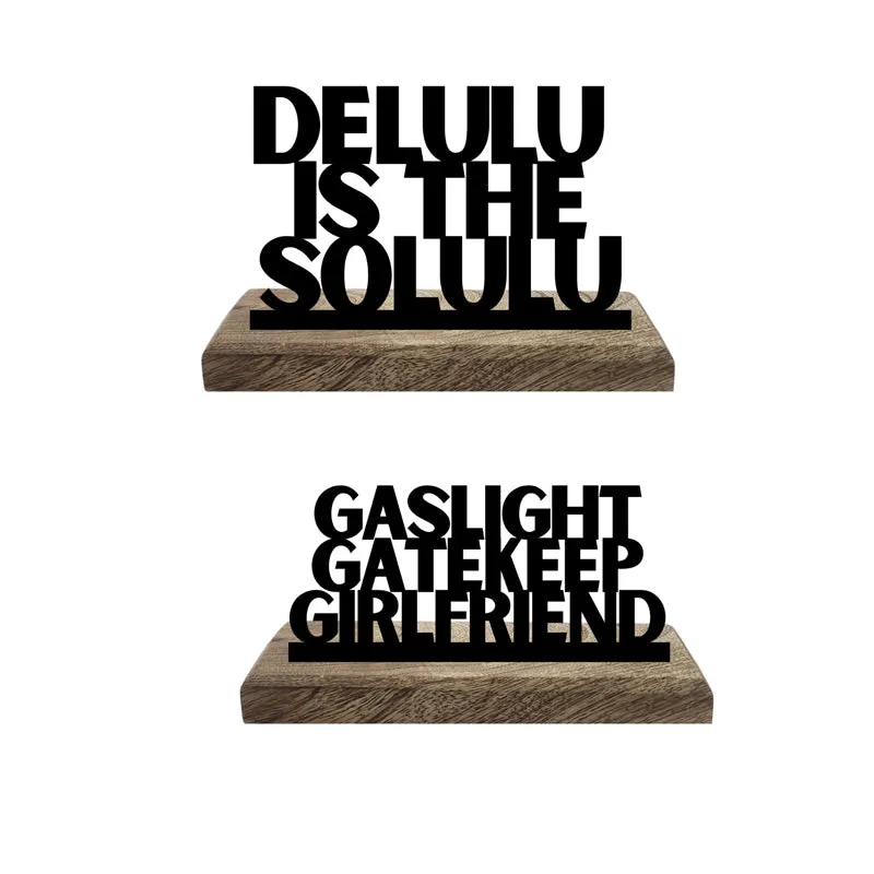 Delulu is The Solulu Typography Showpiece - Set Of Two media 4
