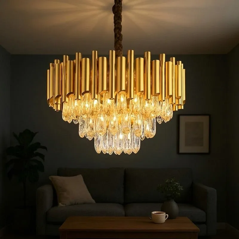 Diamond Cascade Metal Chandelier - Gold media 2