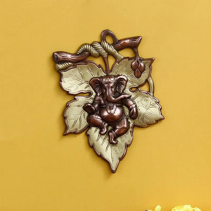Balganesha Decorative Religious Metal Wall Accent - Gold media 1