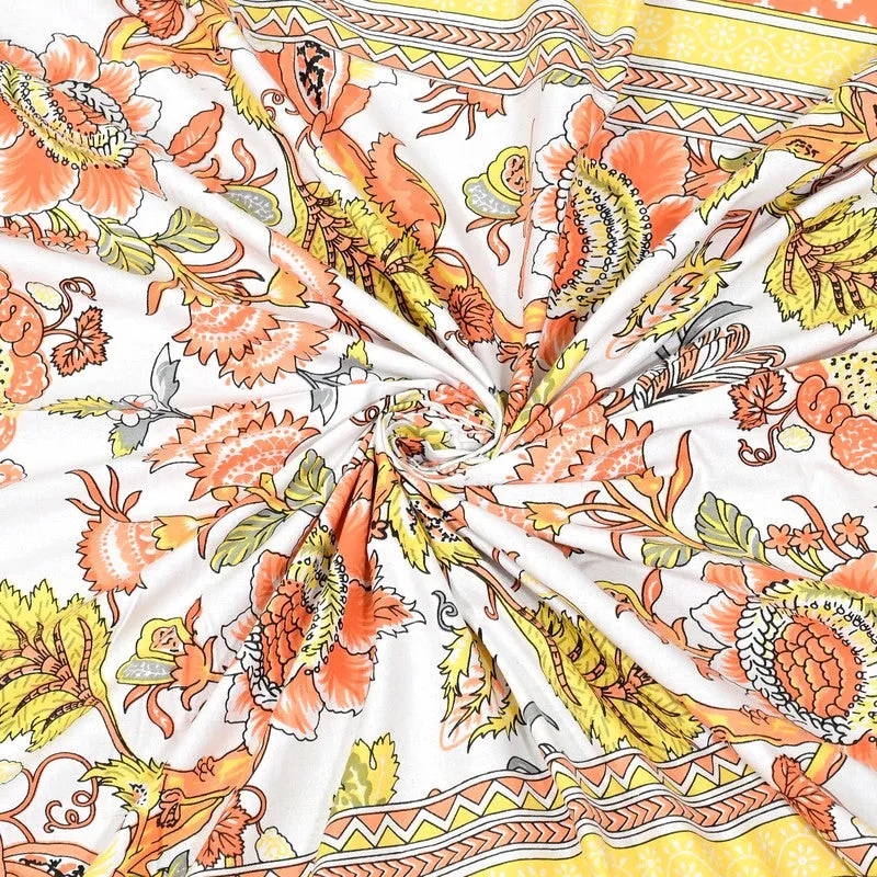 Fabrixa Floral Cotton Bedsheet (Yellow & Orange) - 240 TC media 8
