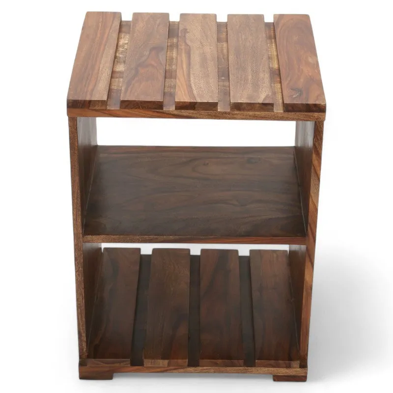 Yverix Sheesham Wooden Side & Bedside Table - Brown media 5