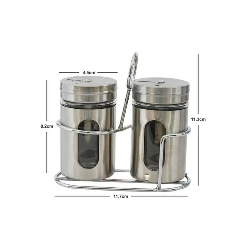 Kitchen Aura Stainless Steel Jar With Stand (200 mL Each) - Three Piece Set - 10