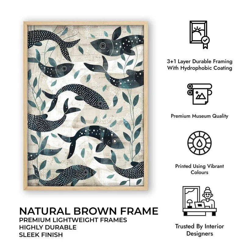 Samudra Canvas Wall Painting With Brown Frame media 11