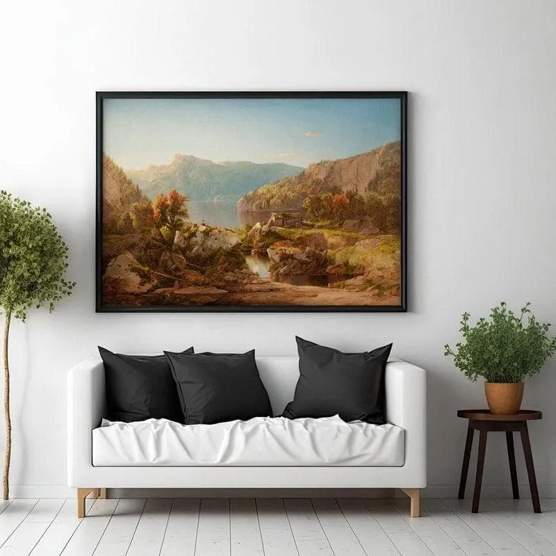 Autumn Warm Morning Canvas Wall Painting - Black Frame media 3
