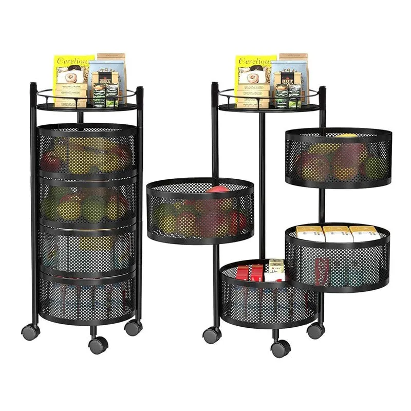 Swing Out Black Metal Storage Rack with Basket media 3