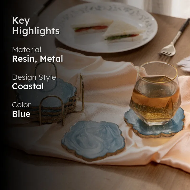 LuxeEdge Decorative Coasters (Blue) - Seven Piece Set media 2