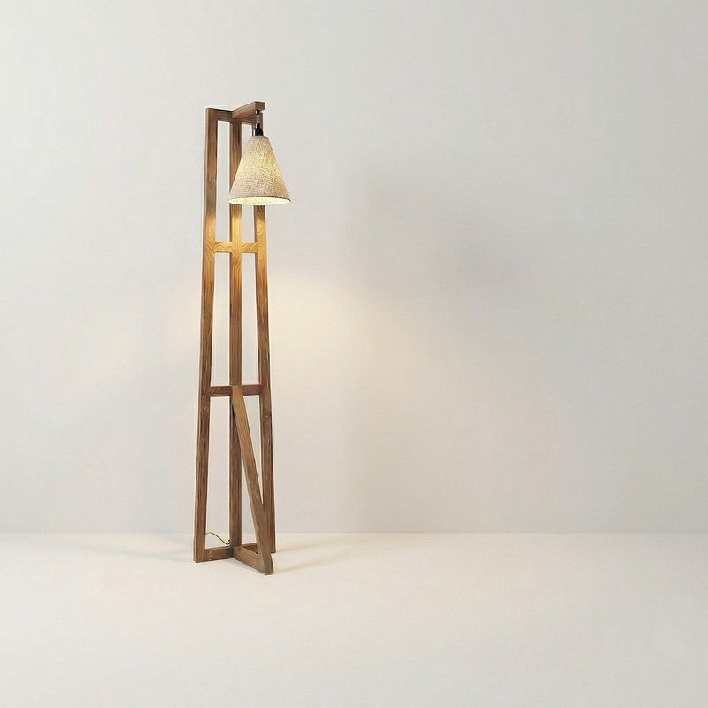 GentleGlow Wooden Floor Lamp - Brown media 8