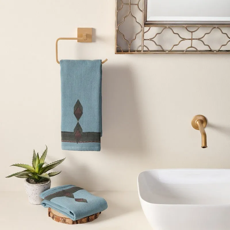 Heritage Cotton Hand Towel (Blue) - Set Of Two media 1