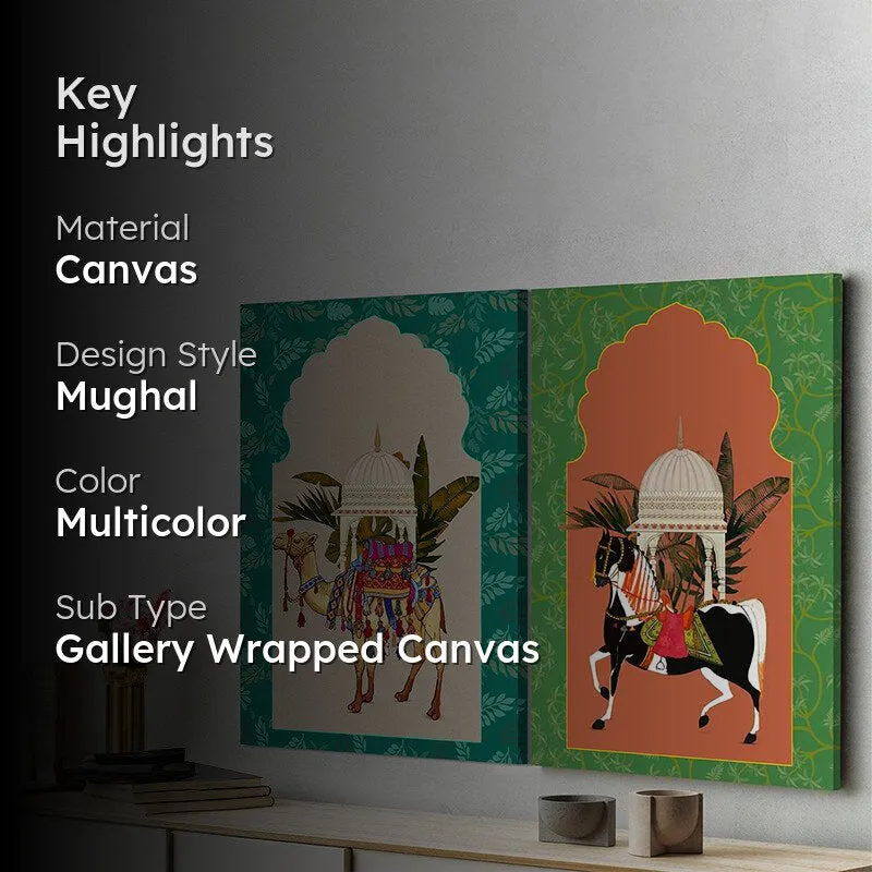 Raja Parade Canvas Wall Painting - Set Of Two media 2
