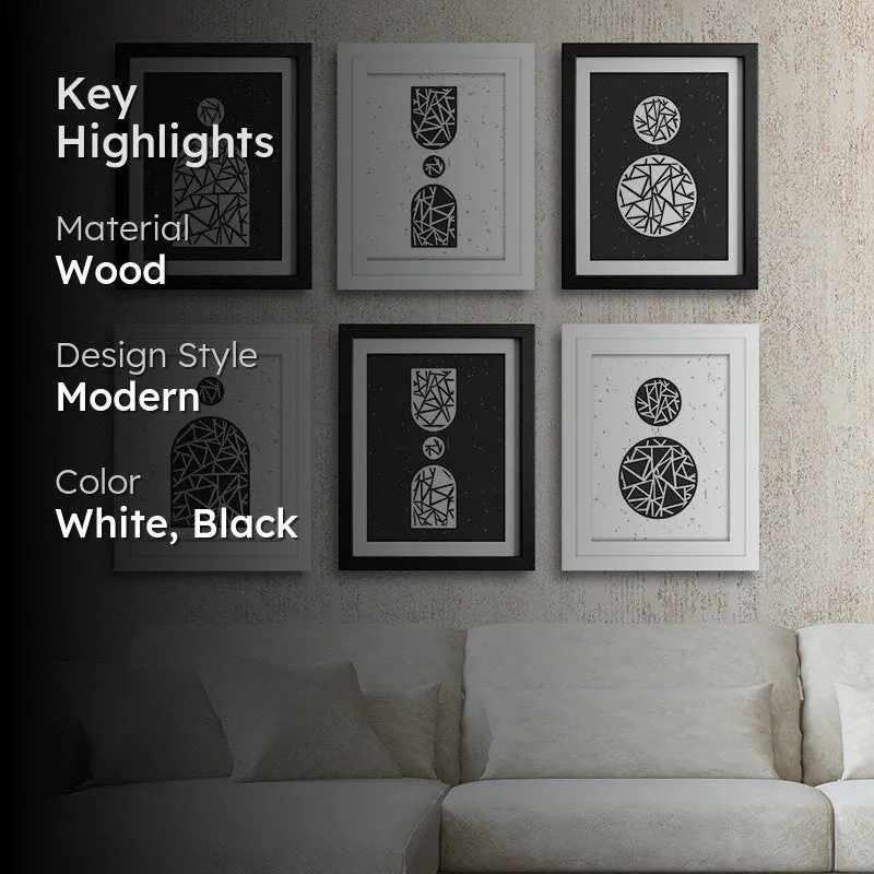 Modern Monochrome Wall Art With Frame - Set Of Six media 2