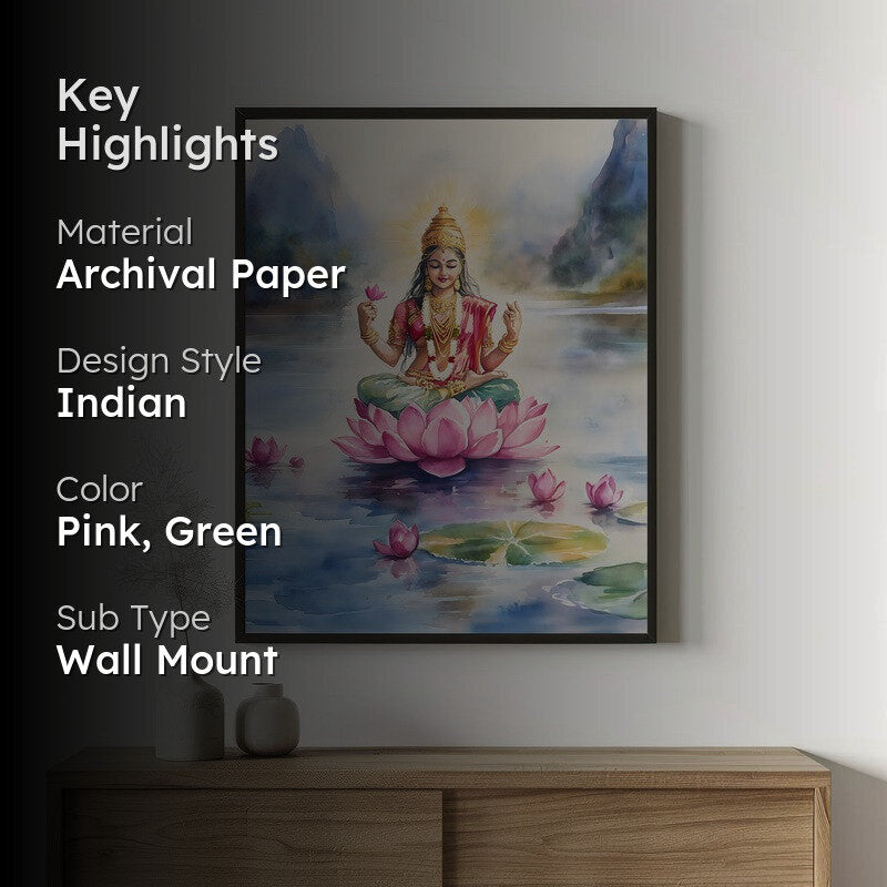 Padmapriya Spiritual Archival Paper Wall Painting With Frame - Black media 2