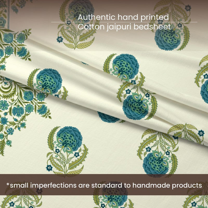 Urban Space Nayan Subtle Cotton Bedsheet (Teal) - 240 TC media 7