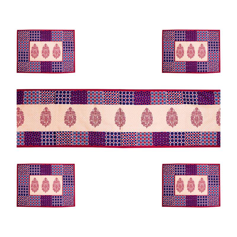 Maroon Mix Table Runner & Placemat - Five Piece set media 3