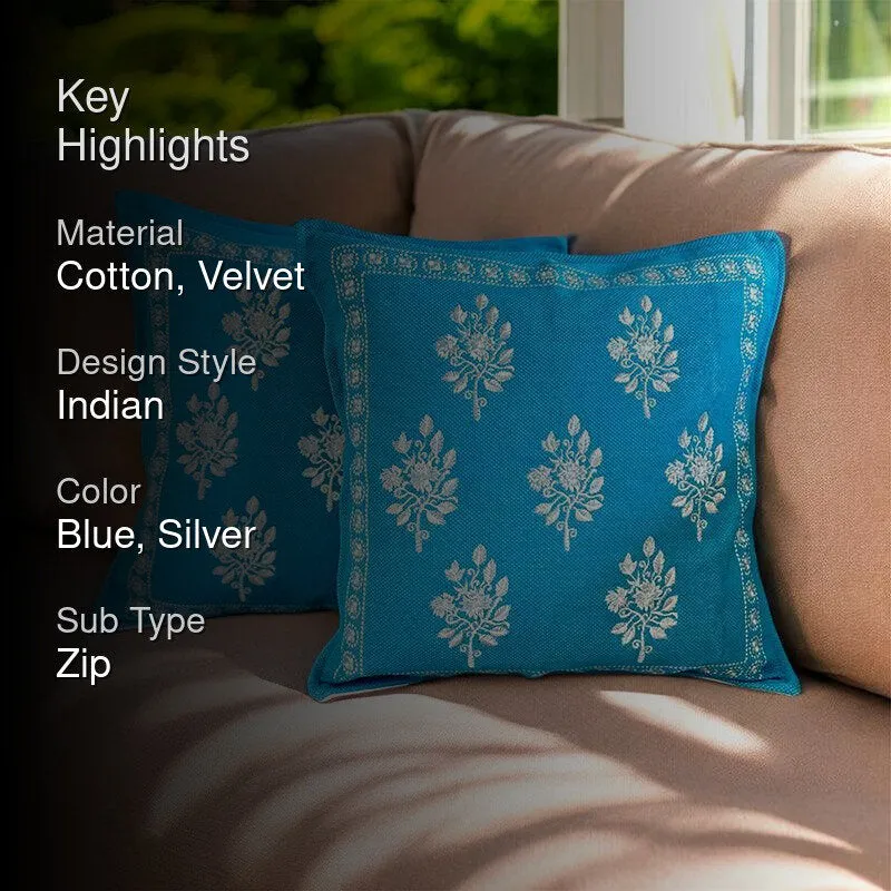 Stitch Lab Embroidered Cotton Cushion Cover - Set Of Two media 2