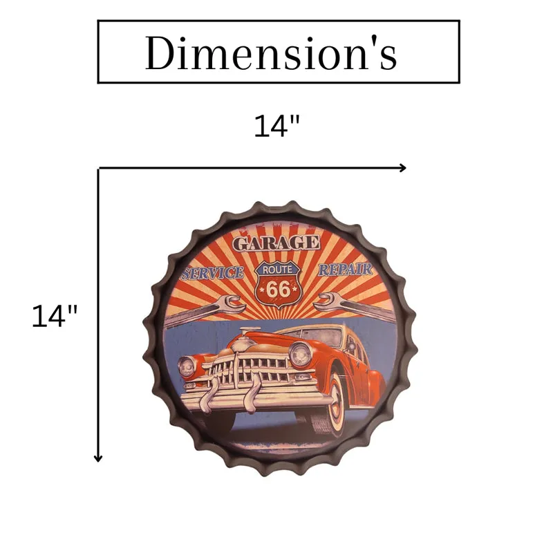 Garage Route 66 Bottle Cap Metal Wall Accent media 5
