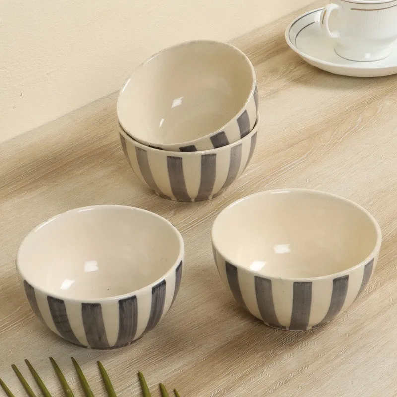 ServeScape Snack Bowls (Grey,White,200 mL Each) - Set Of Four media 1