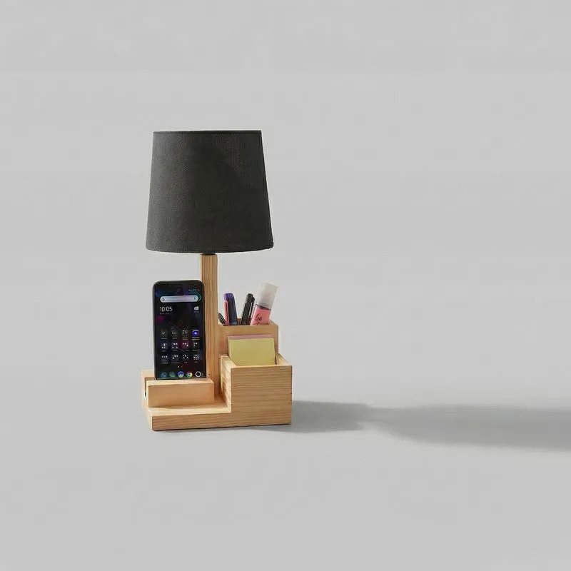 Hyve Desk Organiser Jute Table Lamp - Black,Brown media 5