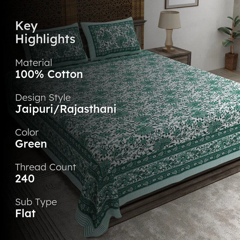 Artix Cotton Bedsheet (Green) - 240 TC media 2