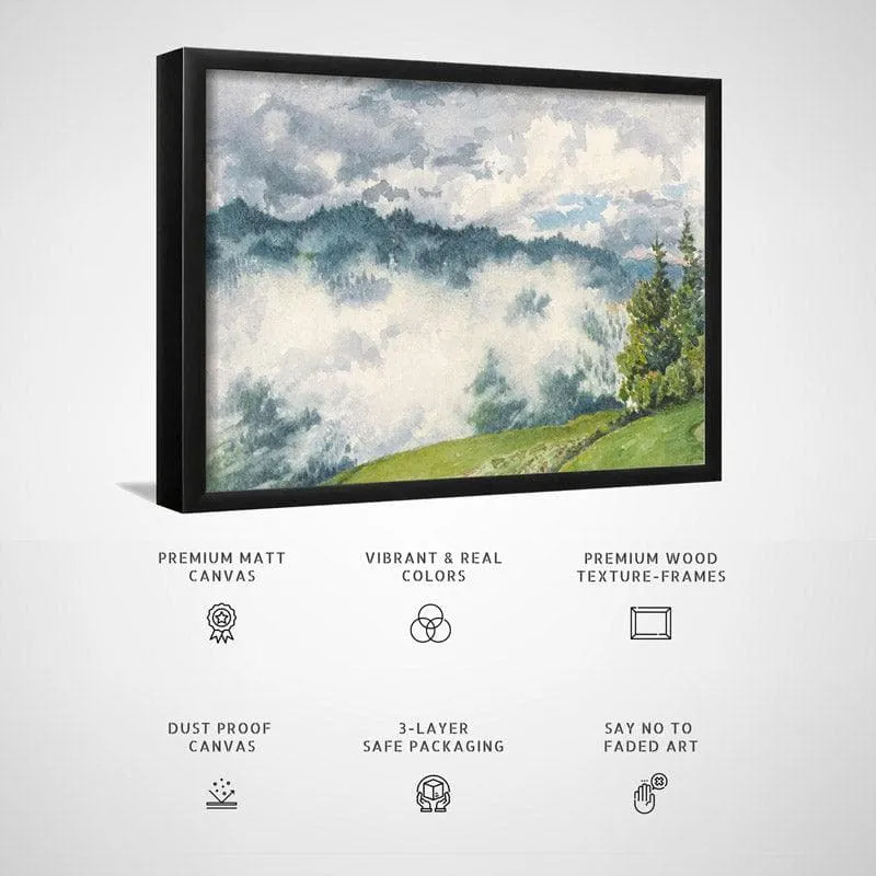Misty Magic Mountain Canvas Wall Painting - Black Frame media 6