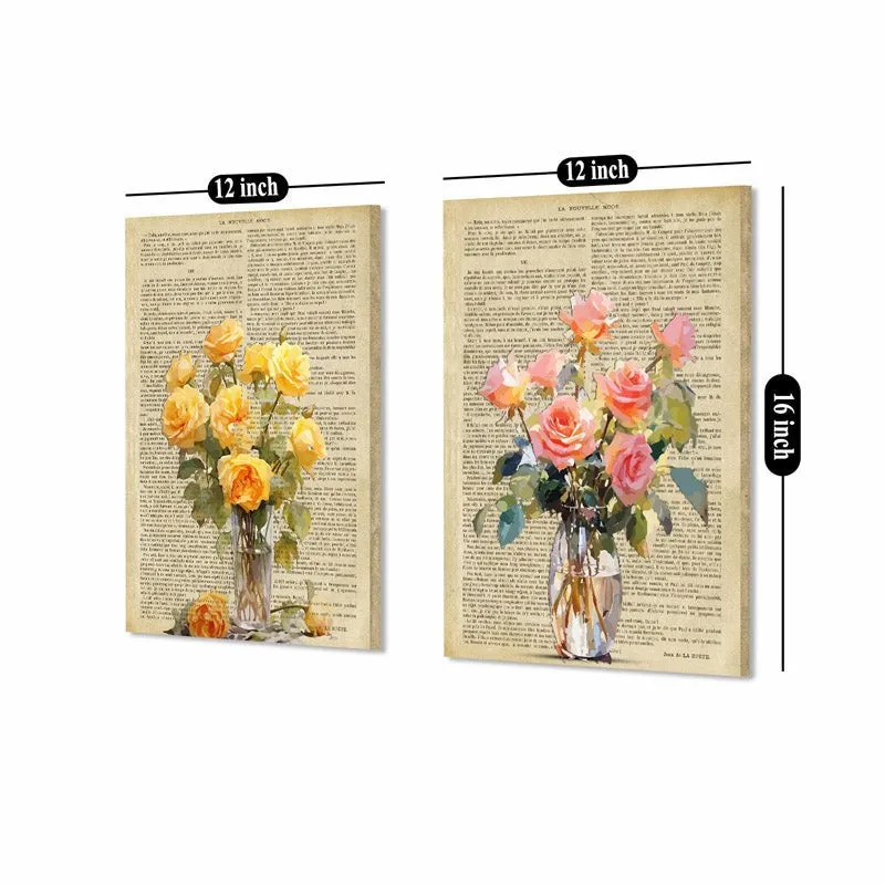 Pastel Rose Print Wall Painting - Set Of Two media 5