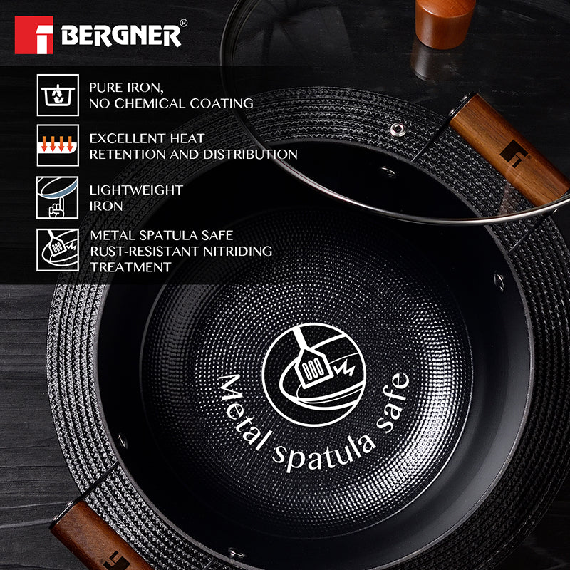 Bergner Ferrocasa Induction Safe Cast Iron Cooking Pot With Glass Lid - 3800 mL/24 cm media 4