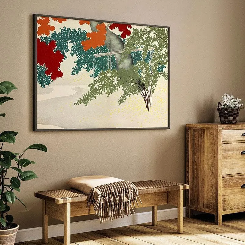 Maple from Momoyogusa By Kamisaka Sekka Canvas Wall Art - Black Frame media 1