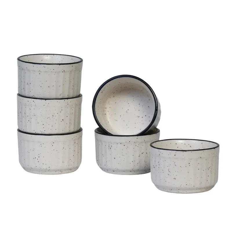 Virelle Ceramic Dip Bowls (White ,50 mL Each) - Set Of Six media 4