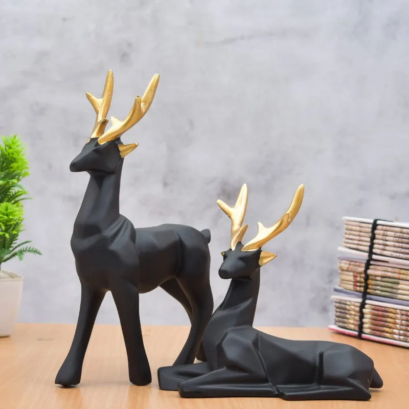 Deer Repose Showpiece (Black) - Set Of Two media 1
