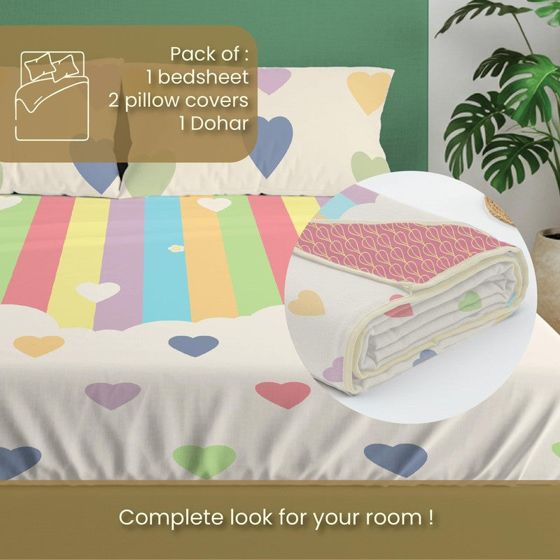 Urban Space Playful Multicolor Cotton Bedding Set (200 TC) - Four Piece Set media 11