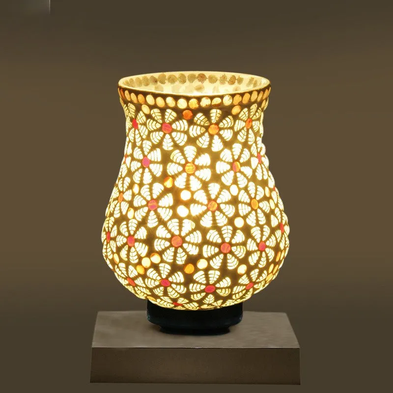 Rayelle Mosaic Glass Table Lamp With Wooden Base - Multicolor media 8