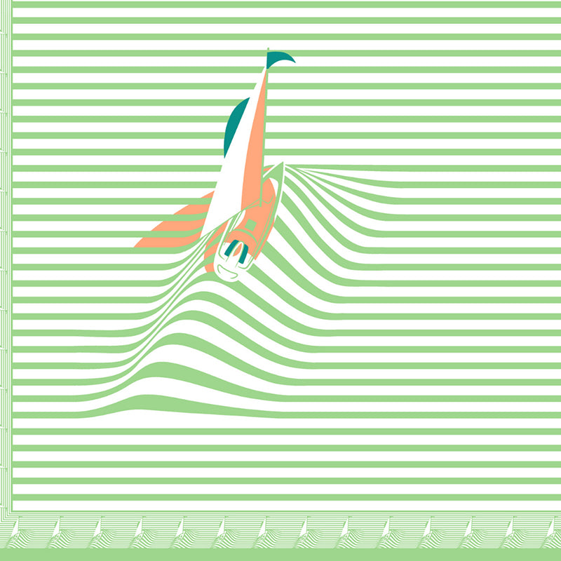 Illusion Stripey Sails Cotton Bedsheet (Green) - 200 TC media 3