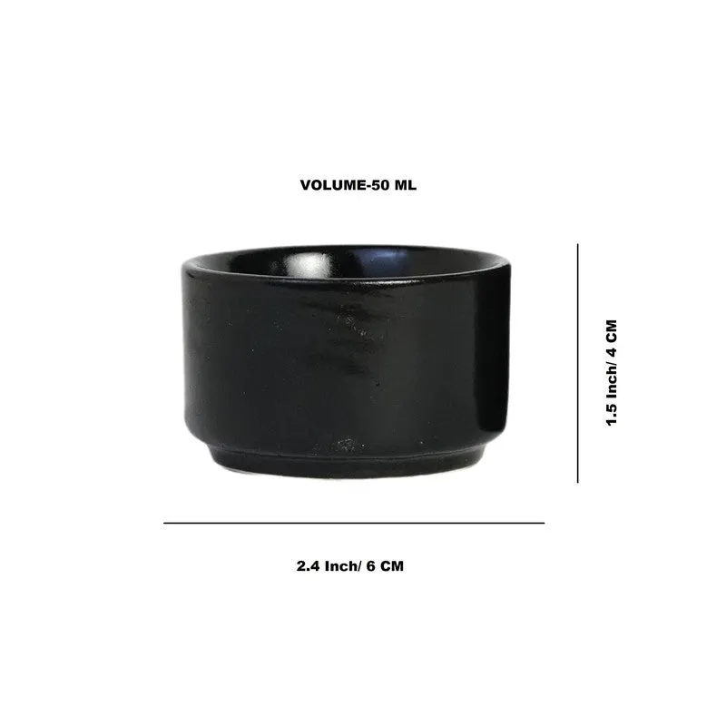 Culixe Ceramic Dip Bowls (Black ,50 mL Each) - Set Of Four media 6