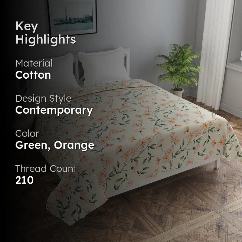 Blush Meadow Floral Cotton Duvet Cover - 210 TC media 2