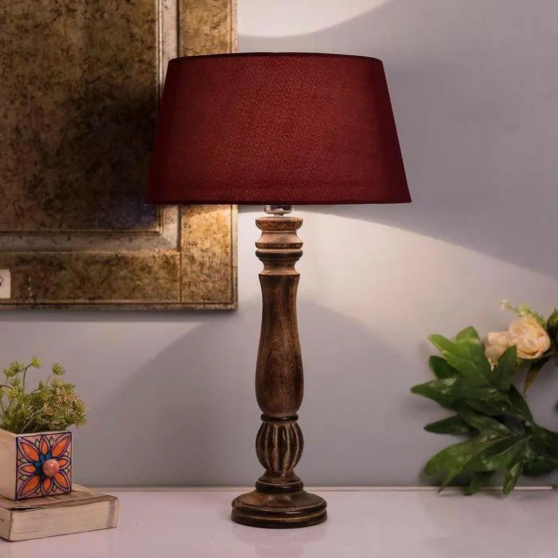 Vintage Victorian Fabric Table Lamp - Red,Brown media 1