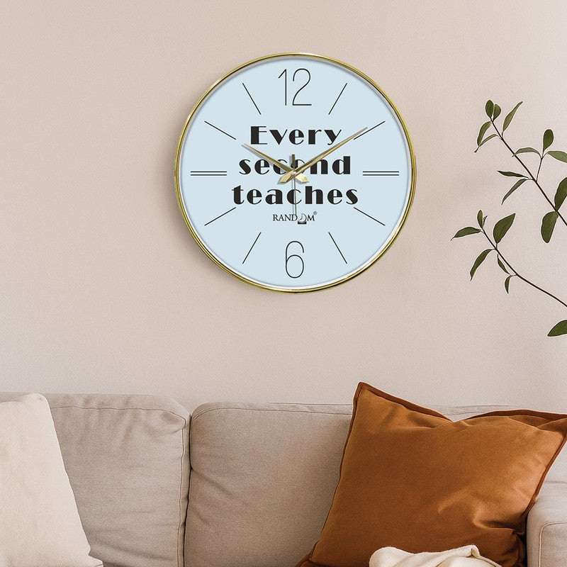 Every Second Teaches Round Analog Wall Clock - Blue