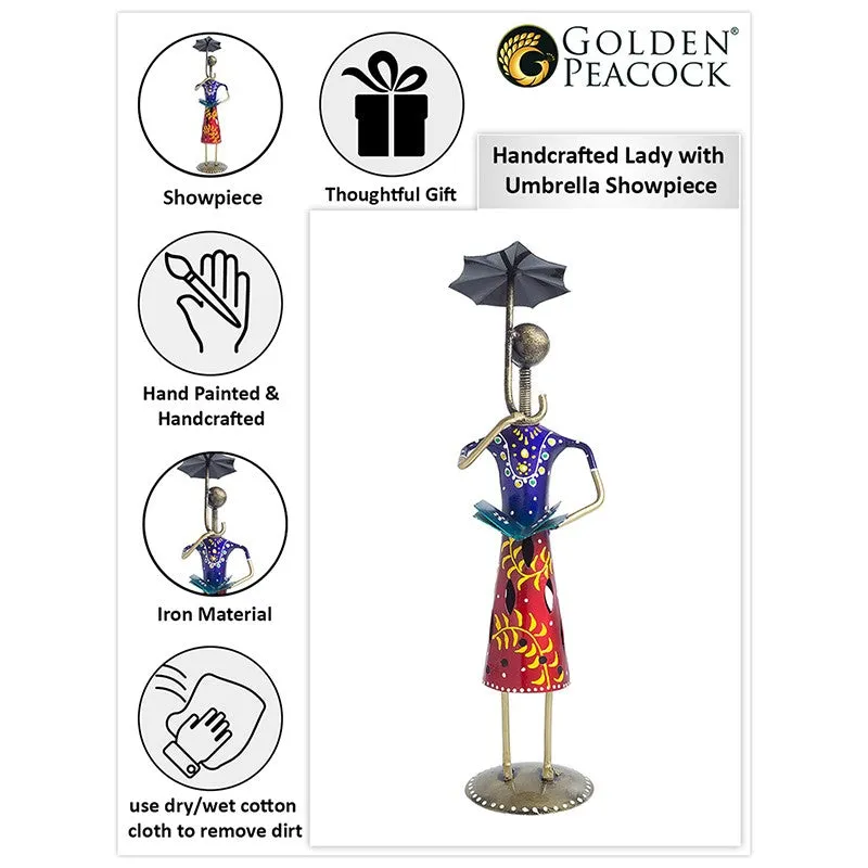 Lady With Umbrella Iron Showpiece - Blue,Red media 5