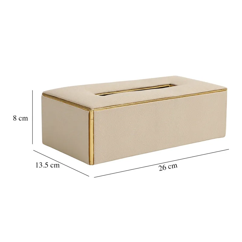 Meho Leather Tissue Box - Beige media 6