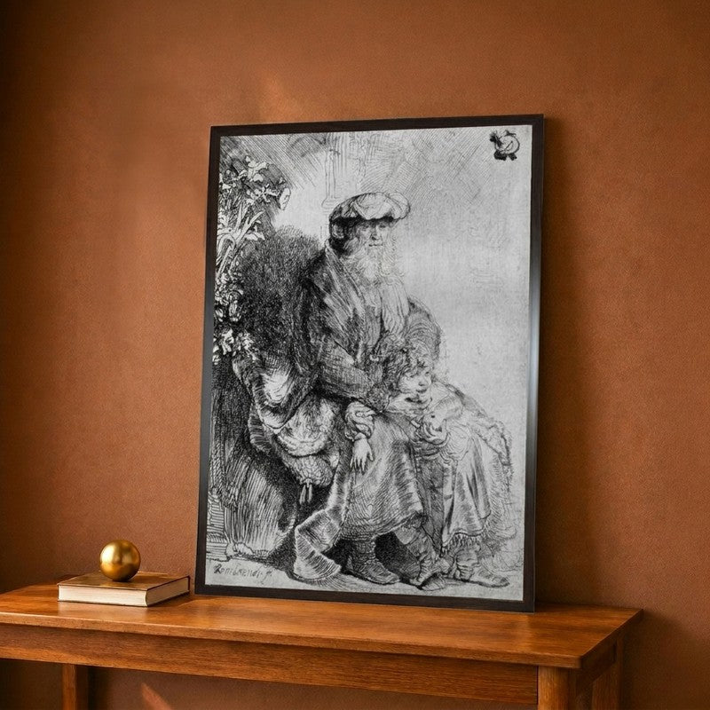 Abraham Holding Young Isaac C.1637 Etching Canvas Wall Painting - 9 x 12 Inches