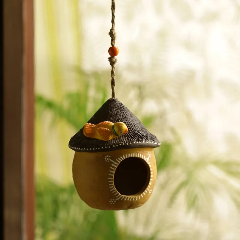 The Perch Pot Handpainted Terracotta Bird House media 1