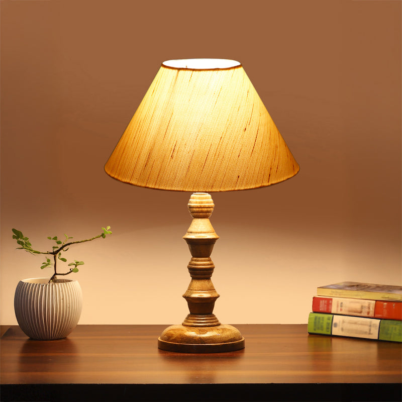 Cotin II Timber Wooden Table Lamp - Ivory,Brown