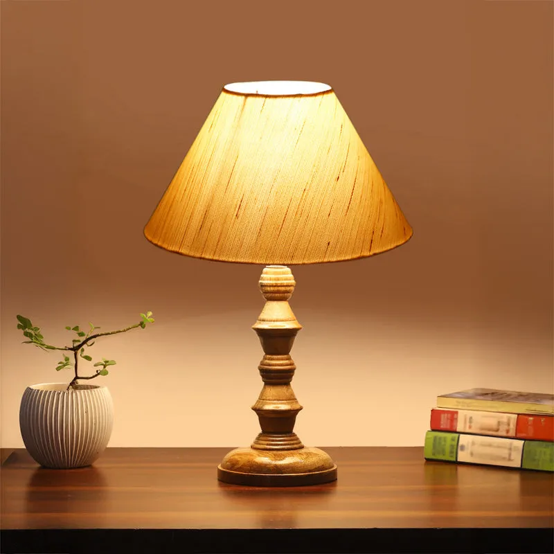 Cotin II Timber Wooden Table Lamp - Ivory,Brown media 1